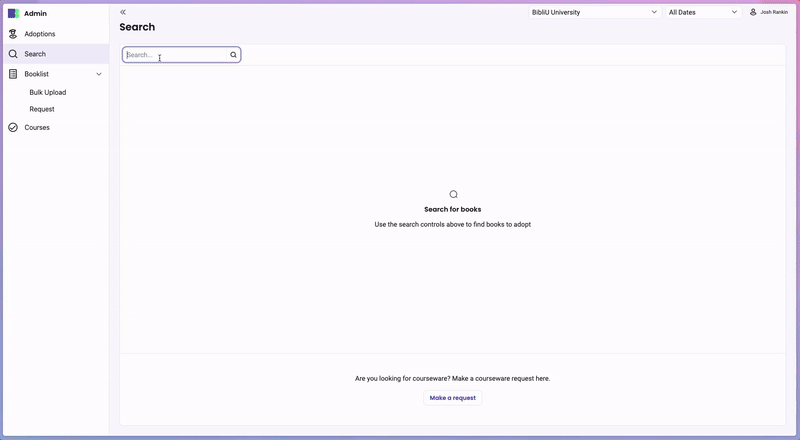 Gif of search feature in the Adoption Tool