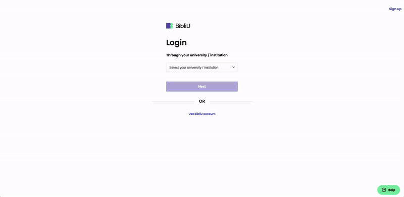 Gif walks through the steps to sign in with institution's single sign on.